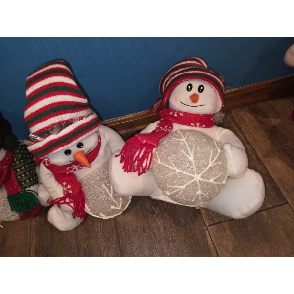 Assorted Christmas Plush, & Two Lighted Snowmen