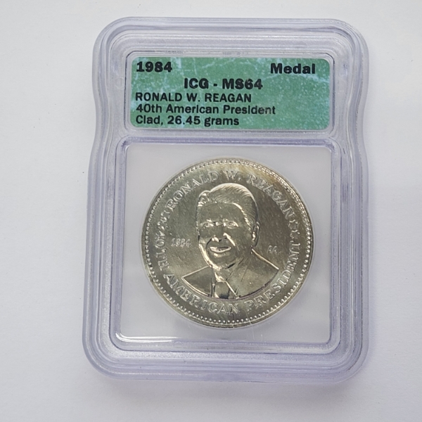 1984 Ronald W. Reagan Commemorative Cald Medal Graded by ICG MS64
