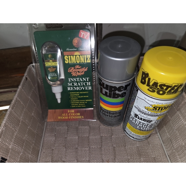 Two New 64oz Soaps, Basket With Like New Household Supplies, Large Roundup Weed Control