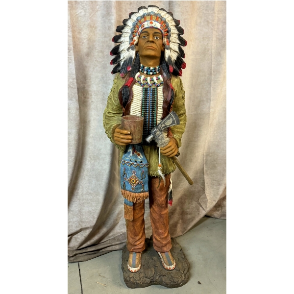 Superb, Rare Native American Chief Statue - Large, Approx 52in Tall  