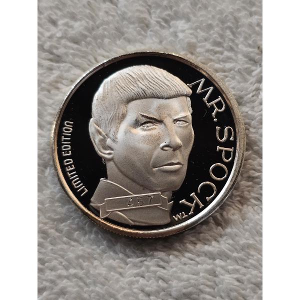 Star Trek 1991 25th Anniversary Commemorative Silver Coin - Mr. Spock - 1 Troy Oz. .9999 Silver