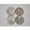 Image 2 : Four Assorted Years 90% Silver Washington Quarters - FV: $1.00