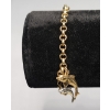 Image 1 : 14K Gold 7" Rolo Link Charm Bracelet Featuring Two-tone 14K Gold Dolphins Pendant - Weight: 4.8g