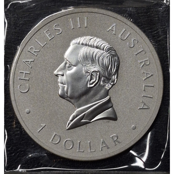 2024 .999 Silver Austyralia Kookaburra Charles III 1 Dollar Coin