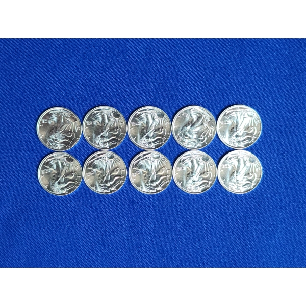 Lot of (10) 1/10th troy oz Walking Liberty Silver Rounds .999 Silver - 1 oz Silver Total!