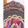 Image 4 : Beautiful  Vintage Wood & Upholstered Parlor Chair With Ornate Carving 40" Tall 25" W - 19" To Seat