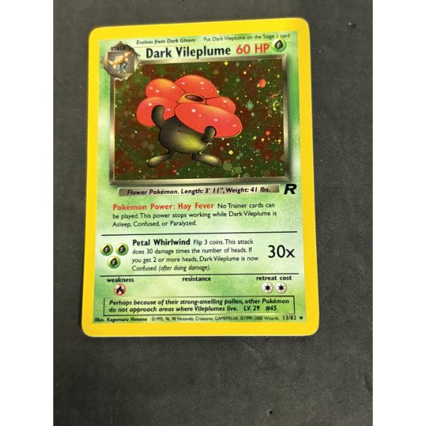 Dark Vileplume 13/82 Rare Holo Pokemon Trading Card - Team Rocket - Vintage 1995