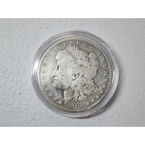 1891-O 90% Morgan Silver Dollar in Capsule 