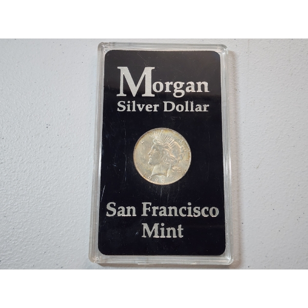 1923 90% Silver Peace Dollar in Display Slab