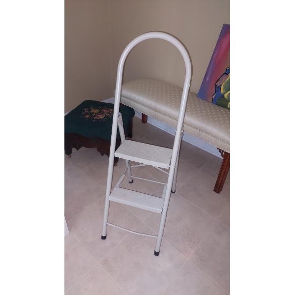 Folding Closet 2 Step Metal In Home Ladder - Step Stool - As Pictured  Excelent