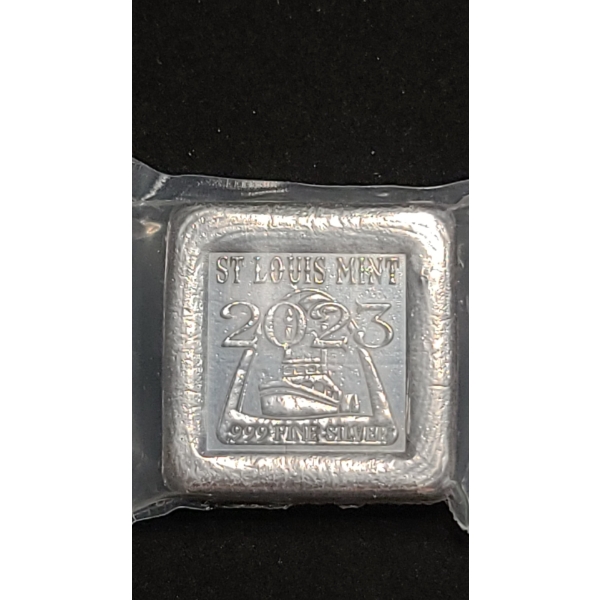 Steam Boat 3 Troy Oz .999 Fine Silver Hand Poured Bar From St. Louis Mint 