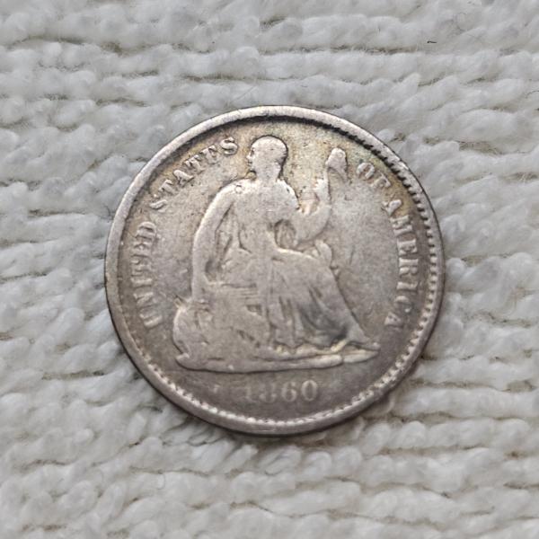 1860 90% Silver Seated Liberty Half-Dime FV: $.05