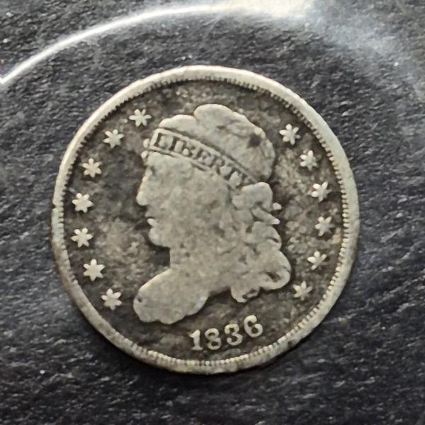Rare 1836 Capped Bust 13 Star Silver (5c) Half Dime - See Pictures