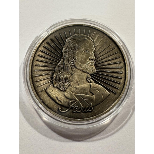 Jesus Christ Son of God Challenge Coin - Jesus Saves - Beautiful Coin In Protective Holder - Mint