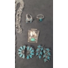 Image 3 : Assorted Costume Jewelry With Blue Stones Including Necklaces, Clip-On Earrings & More