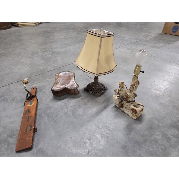   Interesting Vintage Lamp & Shade Group 
