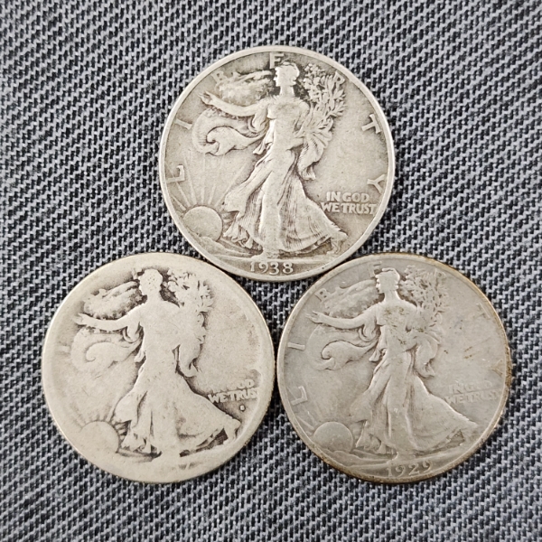 $1.50 Face Value in Assorted United States 90% Silver Walking Liberty Half Dollars