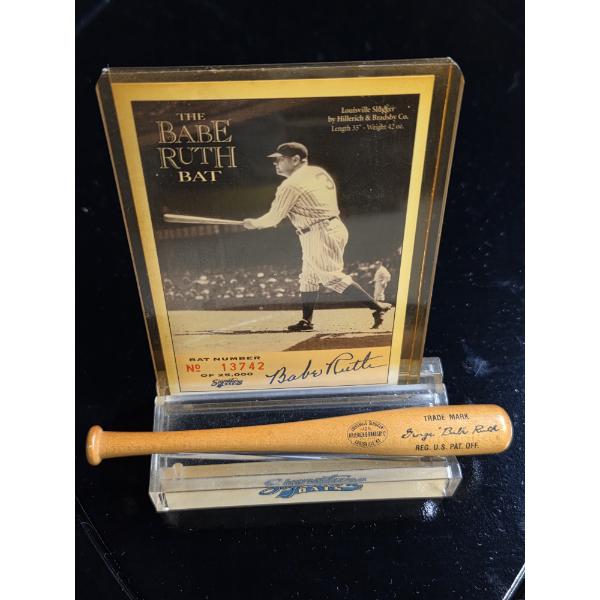 Limited Edition, Vintage 1995 Babe Ruth Card, Mini Hardwood Bat & Stand 