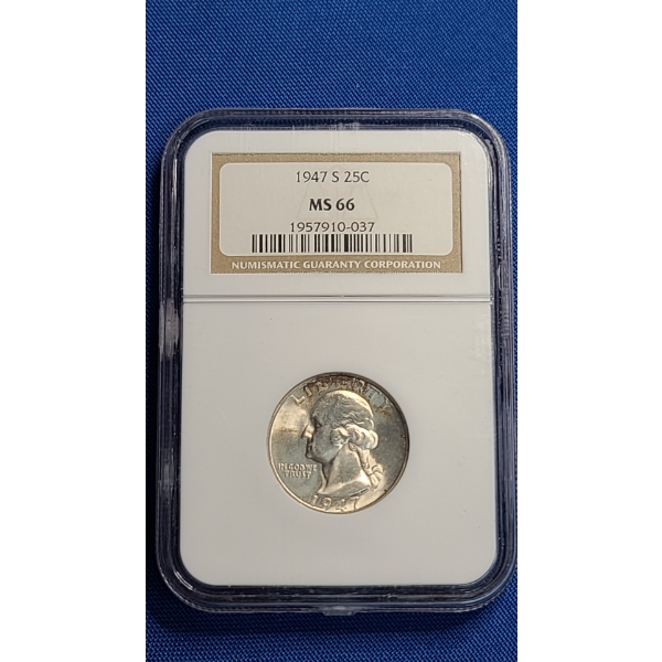 NGC 1947-S MS 66 90% Silver Washington Quarter