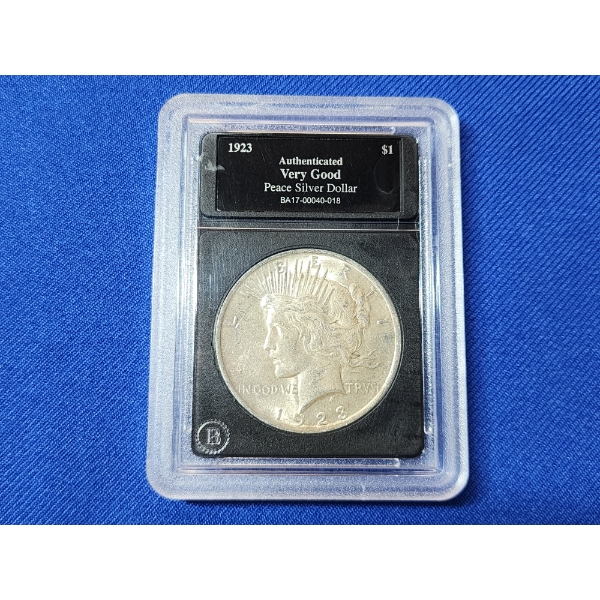 1923 90% Silver Peace Dollar - The Bradford Exchange Authenticated Very Good