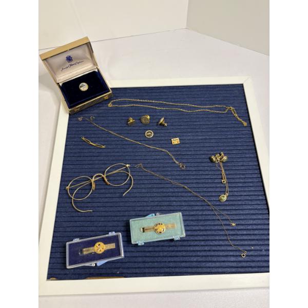 Assorted Gold-Filled Items - Jewelry - Pins - Glasses - Necklaces & Earrings 
