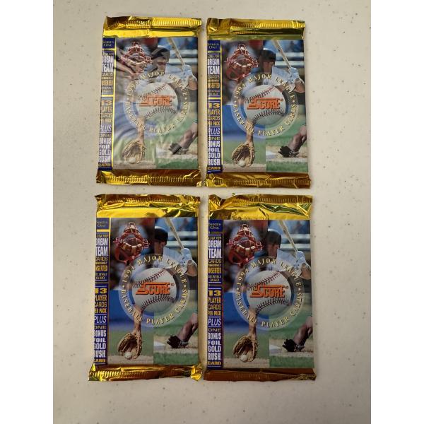 4 - Unopened 1994 SCORE Wax Packs Baseball Cards - 13 Cards Per Pack - Mint Condition