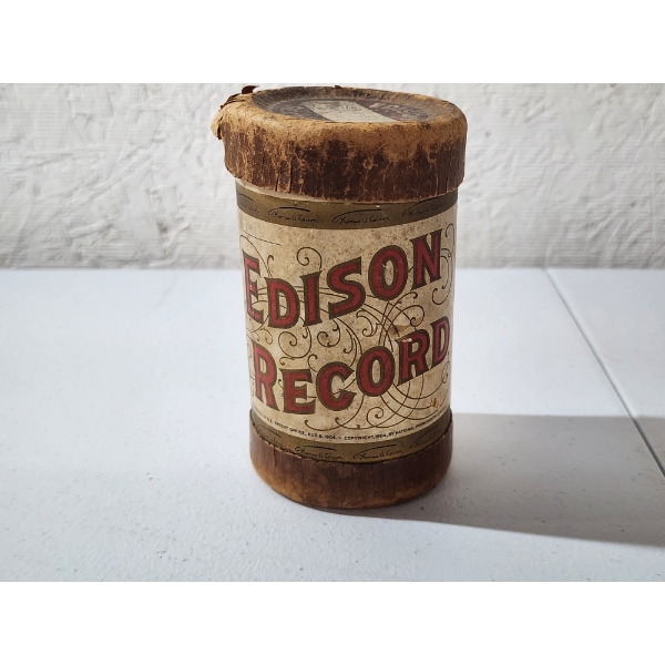 Vintage Edison Phonograph Cylinder Record (Damaged) in Original Storage Case 