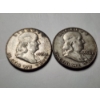 Image 2 : Two Benjamin Franklin 90% Silver United States Half Dollars ~ Both Nice Looking Coins!