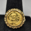 Image 2 : 14K Yellow Gold Bezel Ring w/ 1/20th oz .999 Fine Gold Chinese Panda Coin - TW: 3.8g