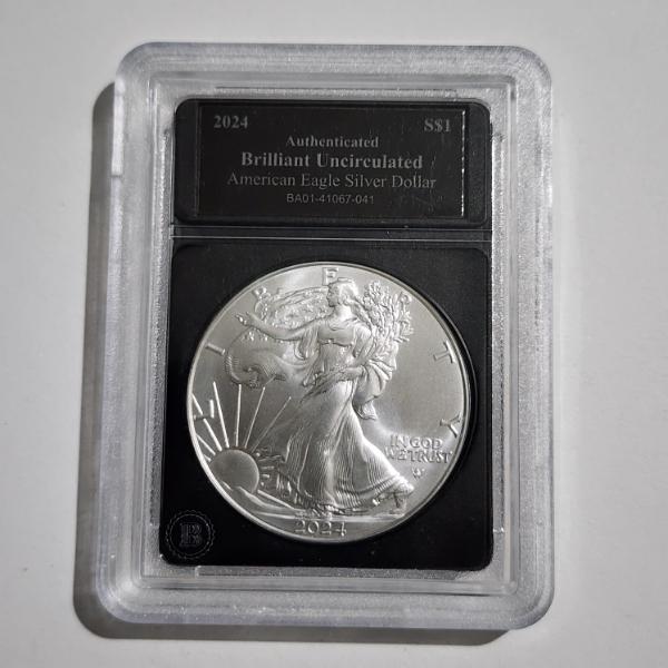 2024 American Eagle 1 Oz 999 Fine Silver Round in Bradford Exchange Slabbed Authenticated BU