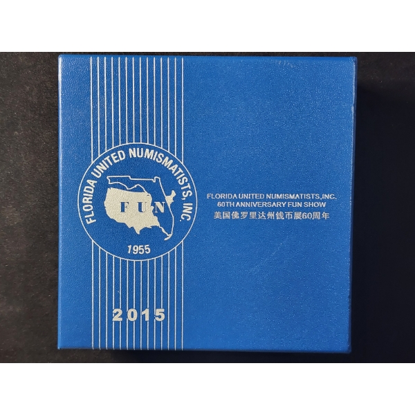 OFFICIAL MINT MEDAL 2015 Silver 1 Oz China Panda Round - FUN Show 60th Anniversary Reverse Proof