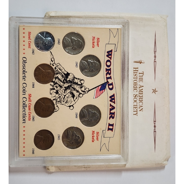 World War II Obsolete Coin Collection: Including (4) 35% Silver Nickels, Steel & Shell Case Cents