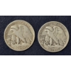 Image 2 : 2 pcs  90% Silver Halves -  1939 P / 1939 D  Walking Liberty Half Dollars - See Pictures