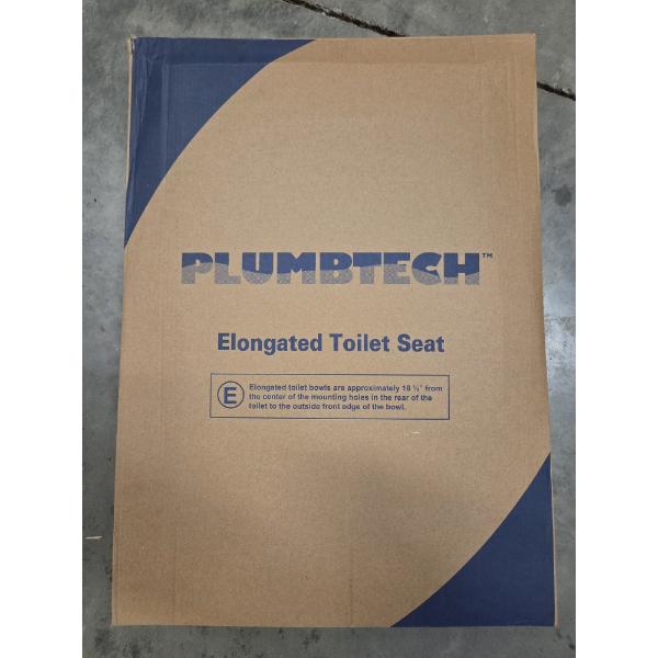 Brand New! Plumbtech Elongated Wood Toilet Seat 