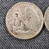 Image 6 : Two 90% Silver United States Franklin & Walking Liberty Half Dollars ~ Face Value $1.00 