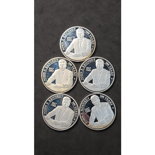 (5) 2017 John F. Kennedy 100 Years Commemorative Silver Coins