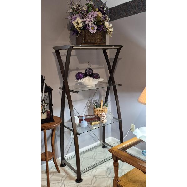 PICKUP IN NORTHFIELD -  High End Tall Glass & Metal Display Shelf  5 Ft Tall - 30" W - 16" D  Exc!