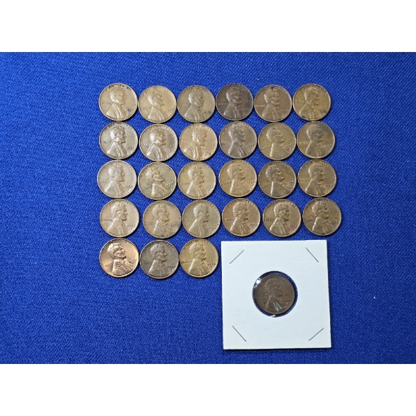 Lot of (28) Assorted Lincoln Wheat Pennies Dates Ranging 1937-1958