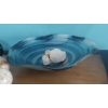 Image 3 : 14" Art Glass Hand Blown Ruffled Edge Bowl With Decorative Balls As shown