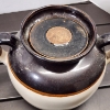 Image 7 : Two Vintage Stoneware Crocks or Bean Pots Each With Two Handles & A Lid ~ 3 Quart & Likely 5 Quart