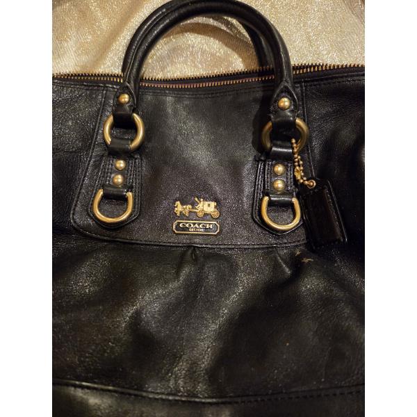 Authentic Medium Black Leather Coach Bag & Very Nice Coach Wallet
