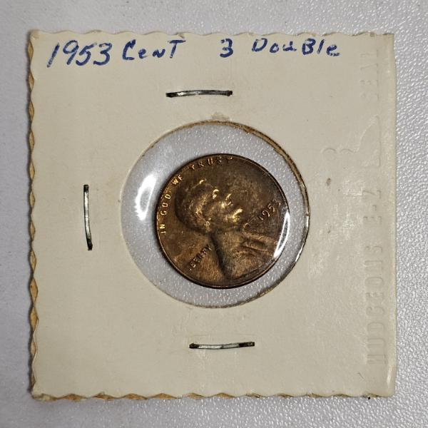 1953 United States Lincoln Wheat Cent Variety Coin With 3 Doubled