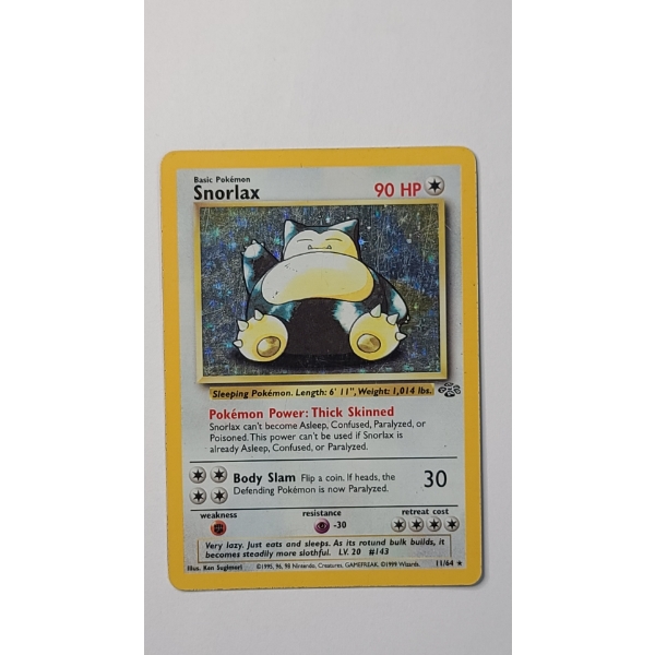 Vintage Snorlax # 11/64 HOLO RARE Pokemon Trading Card From The Jungle Set  - Near Mint Condition