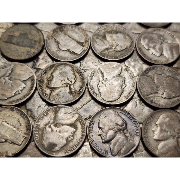 40 Assorted United States Silver Wartime Nickels - About 2.2 OZ ASW Altogether