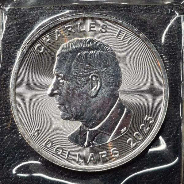 2025 Canada Charles III 1 Oz .999 Silver Maple Leaf $5 Coin
