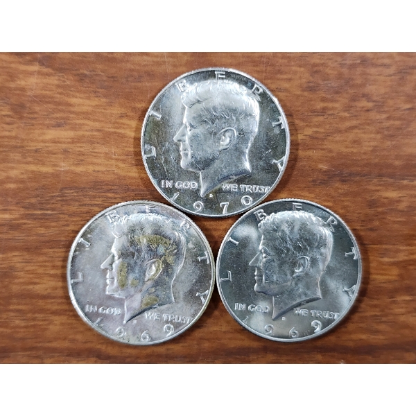 Three 40% Silver United States Kennedy Half Dollars ~ $1.50 Face Value