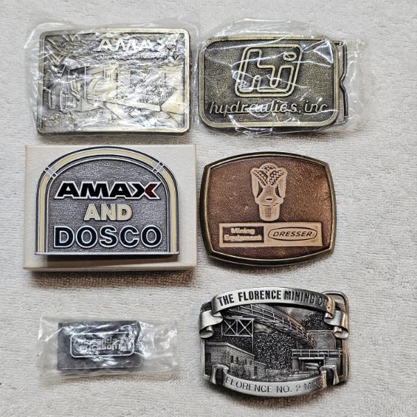 Collection features Various Industrial and Mining-Themed Belt Buckles