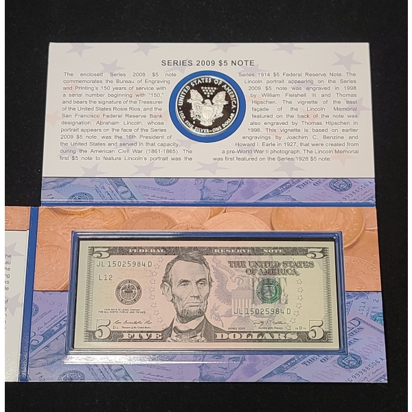 United States Mint 220 Years & Bureau Of Printing And Engraving 150 Years Coin & Note Set