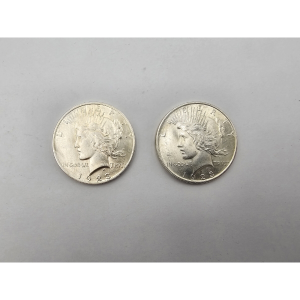 Lot of (2) - 1923 Silver Peace Dollar