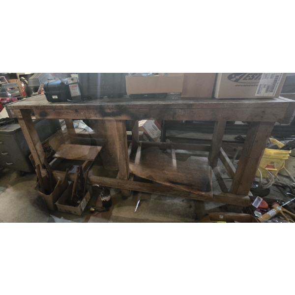 Work Table - Wooden, Homemade - Aprox 6' x 2.5' - Contents Not Included